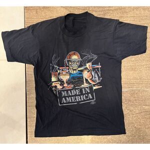 VTG 'Made In America' Steelworkers Art Black Single Stitch T-Shirt‎ SZ Med 90s
